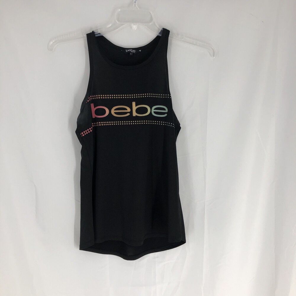 Bebe Sports Black Racerback Tank Top Activewear Womens Size S